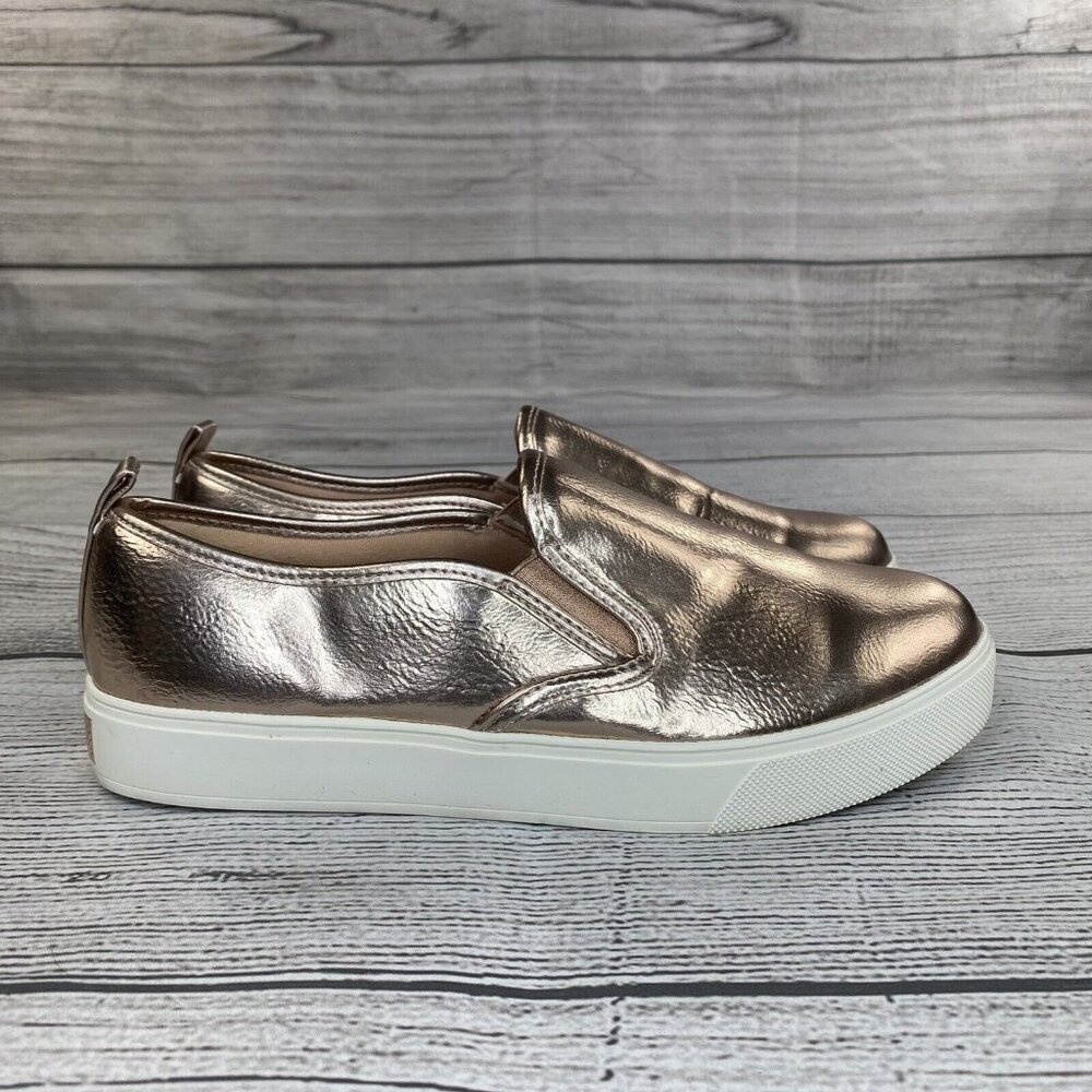 Aldo Slip On Comfort Sneakers Women Size 9 Rose Gold Casual Dressy Flats